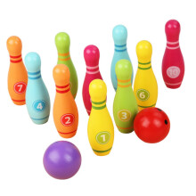 Wooden bowling set for outdoor and indoor use, enhances spatial skills for ageyearolds, numberpiece set