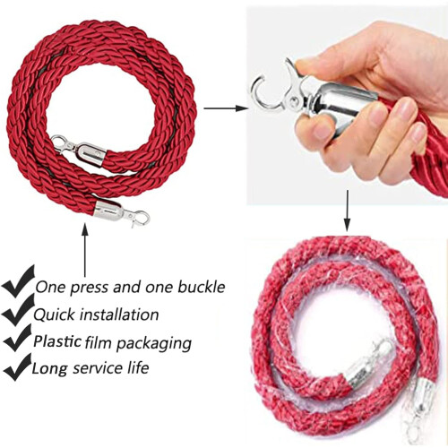 Queue barrier rope, goldcolored, for queue dividers, braided/twisted hemp rope, safety barrier Ref: 2501 2