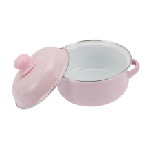 Riess Enamel Pot 24 cm with Lid Quality Enamel Casserole for Soups and Stews Ideal for All Hobs 1 Litre Capacity and Stylish in