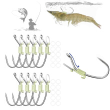 Luminous Live Shrimp Hooks, 10/20 Carbon Steel, Corrosion Resistant, Pack of 10
