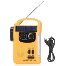 Abs Material Rechargeable Battery Emergency Weather Radio, Solar Powered Multipurpose Hand Crank Device For Camping And Survival, Includes Led Flashli