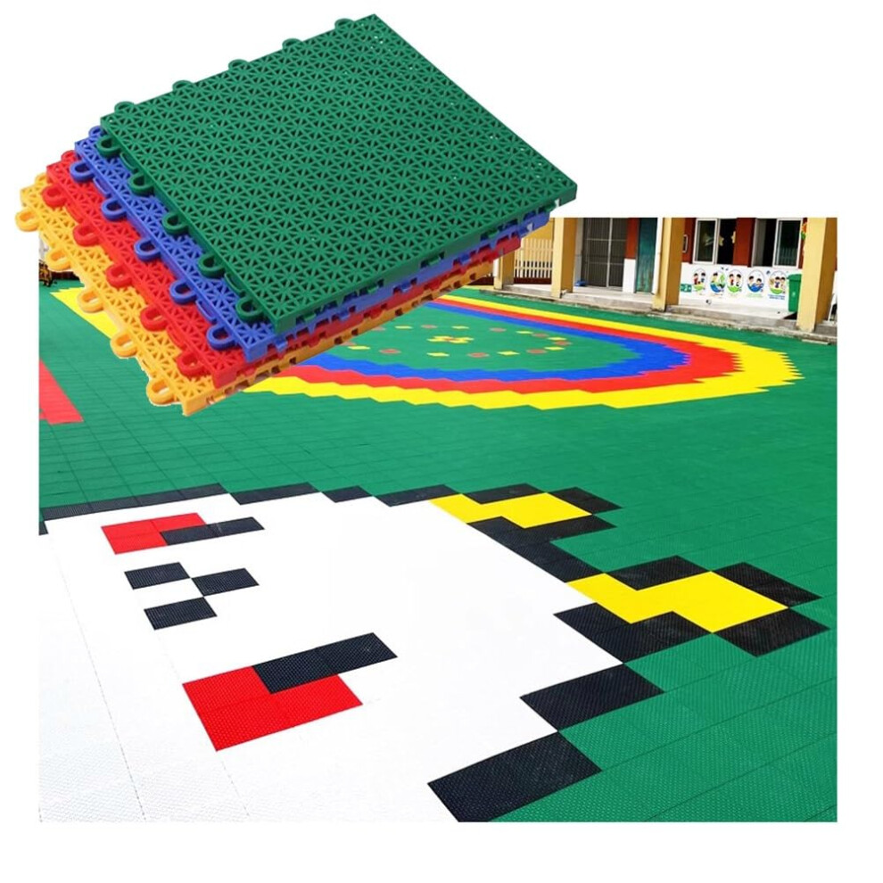 25 Cm Nursery Pp Modular Interlocking Floor Tiles, Nonslip Flooring Tiles For Playgrounds, Funny Decorative Sports Floor Mats, 2.1 Pieces Green