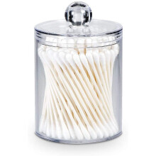 Dozator de Qtip-uri din plastic, recipient transparent cu stil elegant de farmacie, depozitare multifuncțională asigură durabilitate și