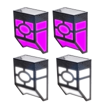Luminárias solares decorativas para exterior, luminárias solares de parede com modos de mudança de cor para uma paisagem ou jardim vibrante.