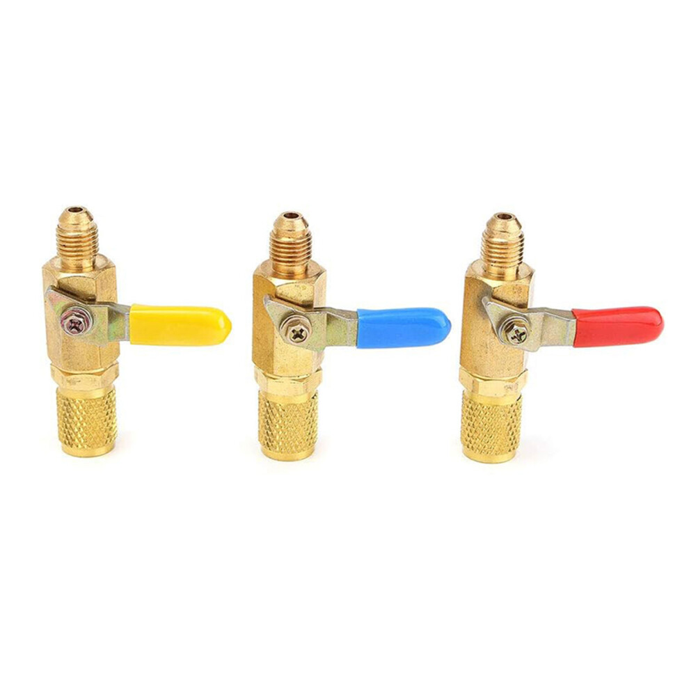 3Pcs Shut-Off Valves Charging Hoses Adapter Refrigerants Valves 7732000413636