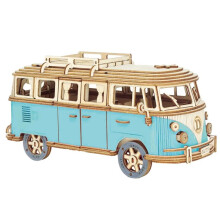 3D Wooden Puzzle VW T1 Bus, Camper, Van, Wooden Kit, DIY, Gift Idea, Gift, Puzzle Blue