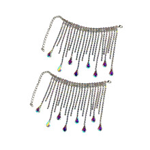 Set of 2 Wine Bottle Veil Metal Chain with Sparkly-Silver Color
