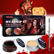 Halloween MakeUp Set with Artificial Blood, Face Paint for Carnival Zombie Vampire