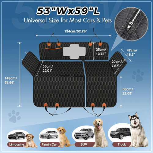 Furry Companion's Haven, Πυκνό Πτυσσόμενο Κρεβάτι Σκύλου για Αυτοκίνητο, Αδιάβροχη Επέκταση 2