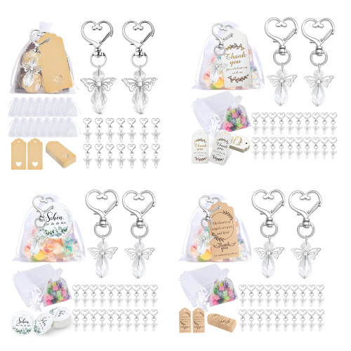 30Pcs Angel Wing Metal Keychain with Drawstring Bag for-A03 2