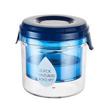 Greek yogurt strainer with lid. Ultrafine mesh for thick yogurt. Blue.