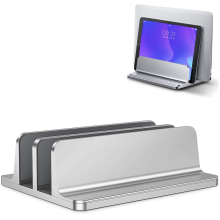 Supporto doppio per dock, supporto da scrivania in alluminio per MacBook con tappetino protettivo in silicone atossico per una sicurezza senza pari |