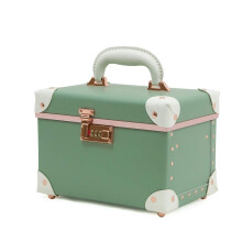 Vintage kofferset voor dames, duurzame cosmetische organizer van imitatieleer met binnenvak van gaas (25 cm), draagbare make-upkoffer
