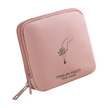 Stylish Soft Plush Lined Jewelry Pouch-Pink Double layer