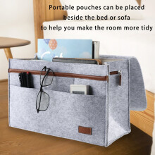 Organizer da comodino sospeso con scomparti multipli, in morbido feltro, porta bottiglia d'acqua, struttura in feltro resistente, organizer da letto