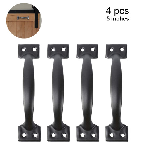 High-quality Iron Material, Simple Retro Style, Robust Drawer Pulls For Cabinets, Easy Installation With Screws Provided, Bronze Curved Gate Pulls, 4P 1