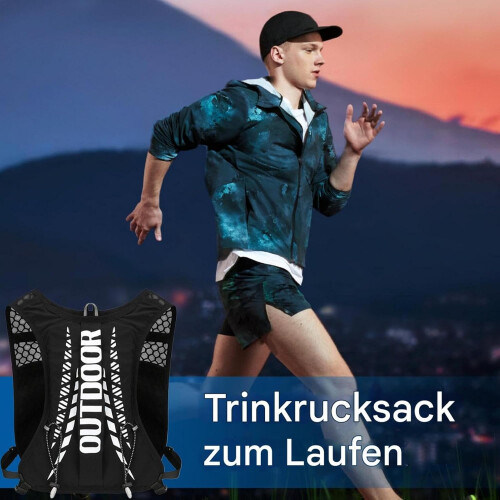Hydration Vest, 5L Water Backpack for Cycling, Adjustable Straps, Reflective Strips, Black 1