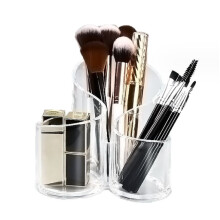 Organisateur cosmétique en acrylique transparent au design élégant, rangement multifonctionnel pour pinceaux de maquillage et outils de beauté