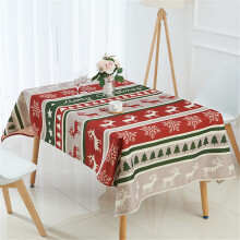 Christmas Tablecloth, Washable, Waterproof, 3D Table Linen, WaterRepellent, Rectangular (Snow Elk, 140 x 140 cm)