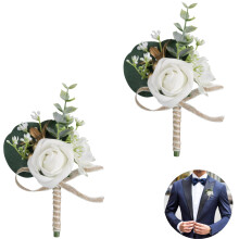 Artificial Men Rose Boutonniere with Pin for Wedding Party Prom Suit