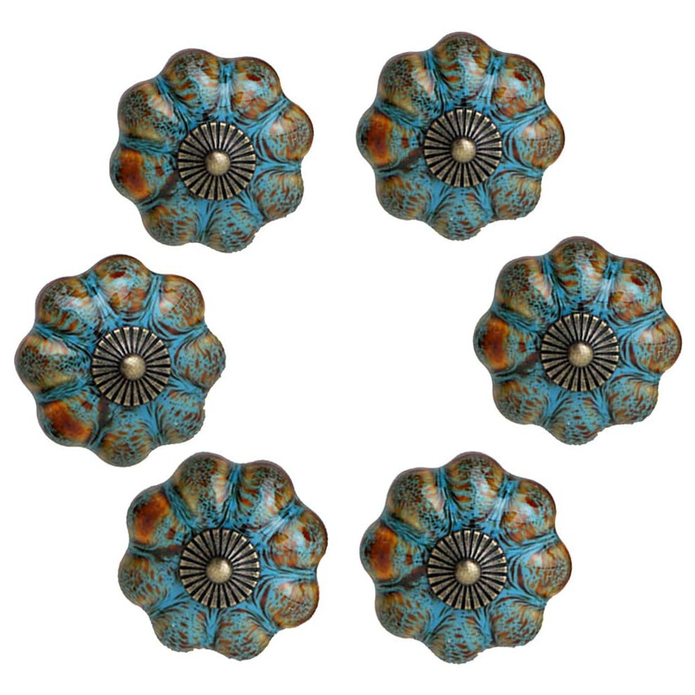 Cabinet Knob Artisan Craftsmanship, Vintage Pumpkin Design Ceramic Cabinet Knobs For Kitchen Furniture Hardware, Zinc Alloy Base Ensures Durability An 9554910098103