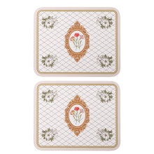 Heat Resistant Placemat Set, Waterproof Vintage Design Cork Backed Mat for Dining Table, Soft and Durable Non Slip Table Liner with Floral Pattern, St