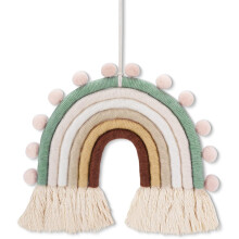 Difusor de Óleos Essenciais com Decoração Arco-Íris, Decoração Boho para Casa em Fio Macio com Borlas e Pompons, Design Compacto para Fácil