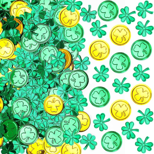 Confettis de trèfles verts et dorés mélangés pour .-vert doré