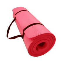 Yoga Mat FitnessYogaMat horizontal size 183 x 61 x 1 cm, multifunctional solidcolor training mat, super rebound, soft nonslip yoga mat (Red).