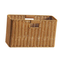 Woven basket, newspaper basket, multifunctional container, narrow rectangle, woven organizer for bathroom, closet, pantry, 41cm x 16cm x 25cm