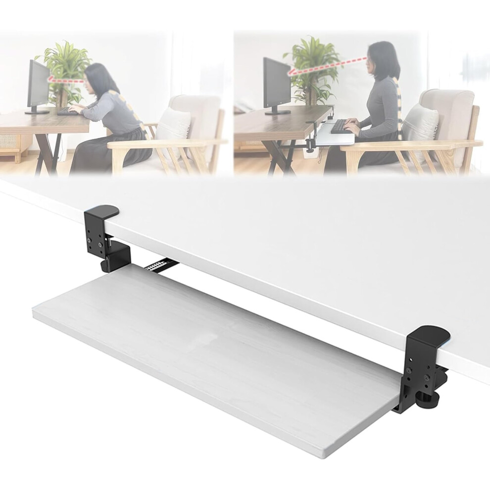 Keyboard Tray Under The Desk, Pullout Drawers, Ergonomic, Mouse Holder, With Cclamp, Adjustable. 9365049440943