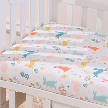 Fitted Sheet for Cot, Pram Mattress Cover, Soft Knitted Cotton (Habbit, 85x50x5cm)