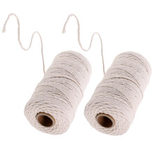 2 Rolls Cotton Kitchen Twine for Meat, TearResistant Sausage Trussing Line, Temperature Resistant, for Tying Meat Pieces, Thick