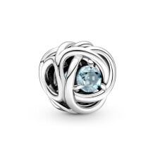 Moments Sterling Silver Eternity Circle Charm with Clear Cubic Zirconia Sea Water Blue