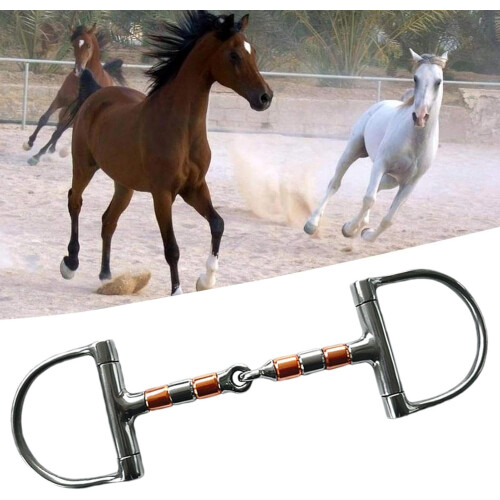 Stainless Steel Horse Snaffle, Copper Mouth Snaffle, DRing Bridle Bit 1