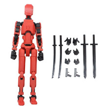 3D Printed Moving Robot with Multiple Joints, 13 Full Body Activity Robots, Black Red