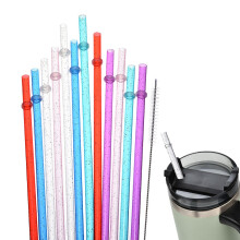 Plastic Straws, Pack of 12, Reusable with Cleaning Brushes