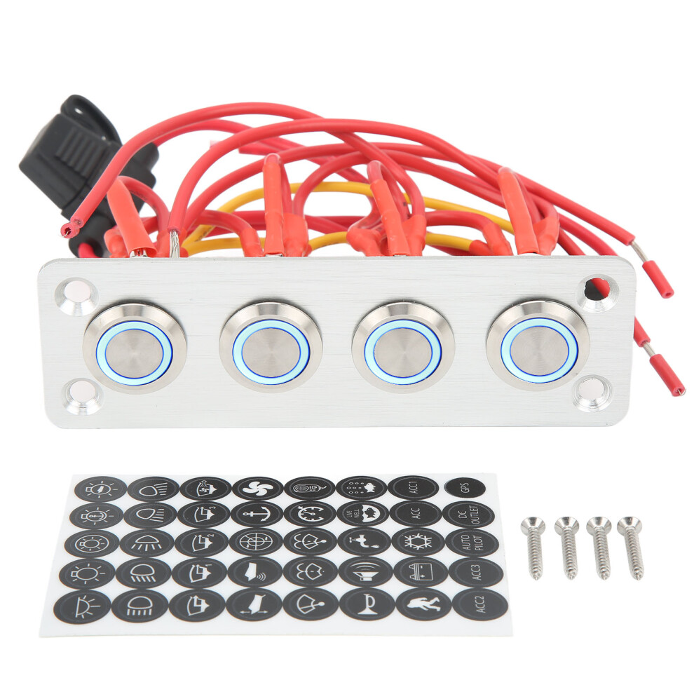 Pre-Wired Rocker Switch Panel Marine Grade Led Indicator Ip65 Waterproof Short Circuit Protection Multi-Function Rocker Switch Adjustable Blue 9139052784338