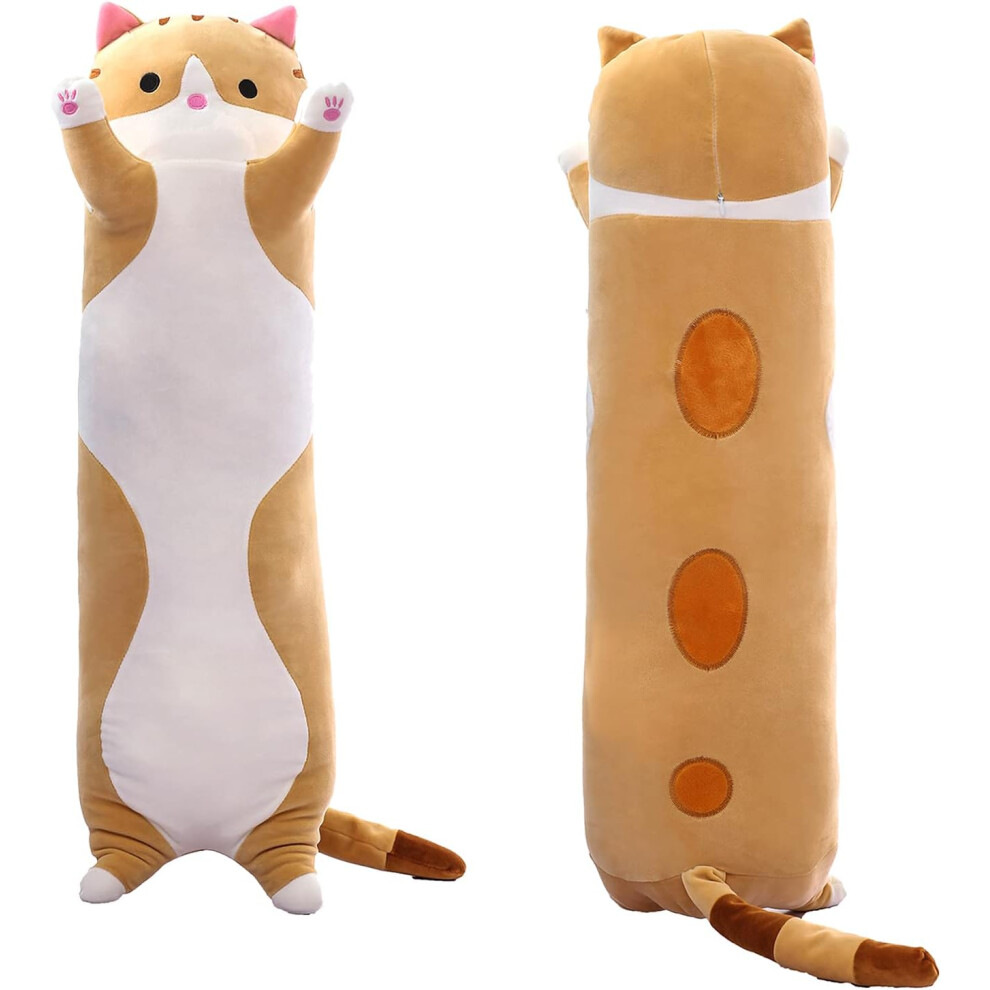Adorable Kitten Companion, Lifelike Appearance Stuffed Cat Pillow, Super Soft Plush Fabric Long Body Hugging Pillow for Kids, Girls and Pets Enthusias