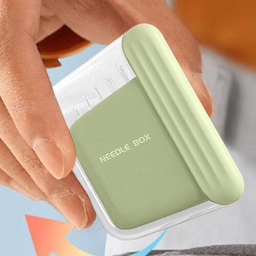 Magnetic Needle Box Storage Case Organiser 7.5x5.5cm Light Green 2