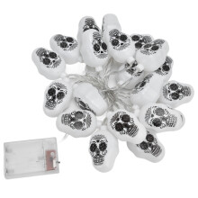 Decoração artística de Halloween a bateria com cordão de luzes em formato de caveira 3D, ideal para o Halloween, guirlanda festiva e à prova