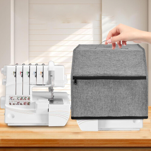 Sewing Machine Dust Cover with Storage Pockets, Sturdy Protector, gray 1