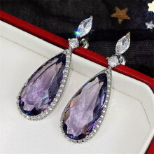 925 Silver Drop Earrings Women's Cubic Zirconia Wedding Jewellery Gifts 19