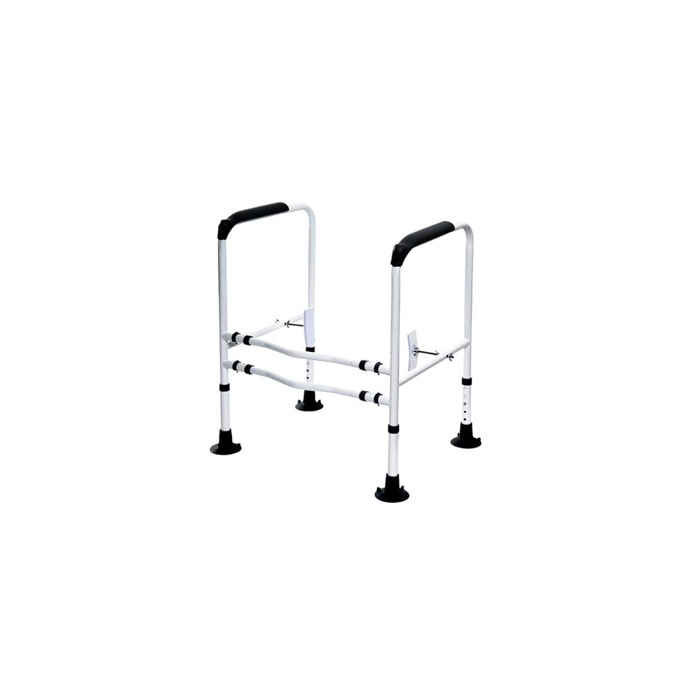 Standalone WC rail with nonslip suction feet, supports 200 kg for enhanced bathroom, ideal for elderly and disabled individuals.
