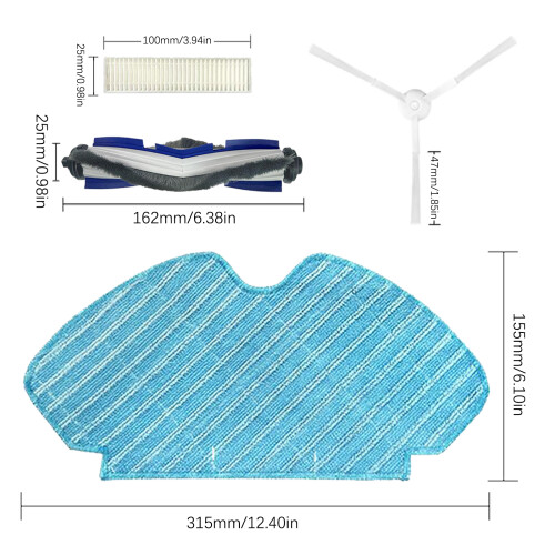 HEPA Filter Side Brush Mop Cloth Replacement Part for Explorer 2