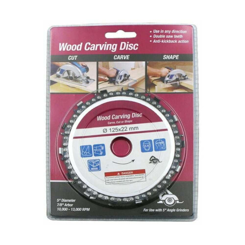 Disco de corte de 5 polegadas para esmerilhadeira angular, ideal para trabalhos em madeira de alta dureza, em aço inoxidável com sistema anti-recuo. 1