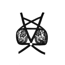 Silicon Body Harvest Unpadded Bustier Women Bralette Lace Bra Sheer Sexy Bandage Sexy Lingerie in Red Black M