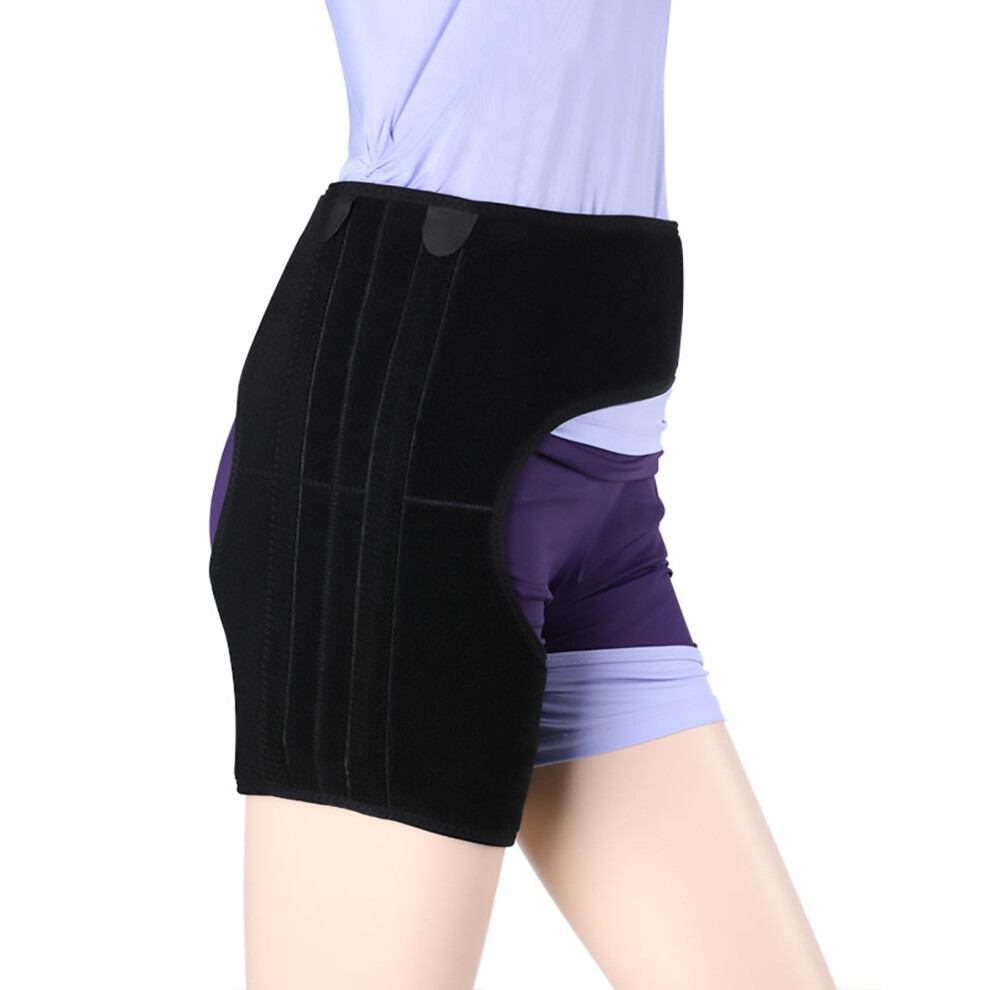 Hip Thigh Support Brace with Spring Steel Support, Adjustable NonSlip Groin Brace for Sciatica Pain Relief