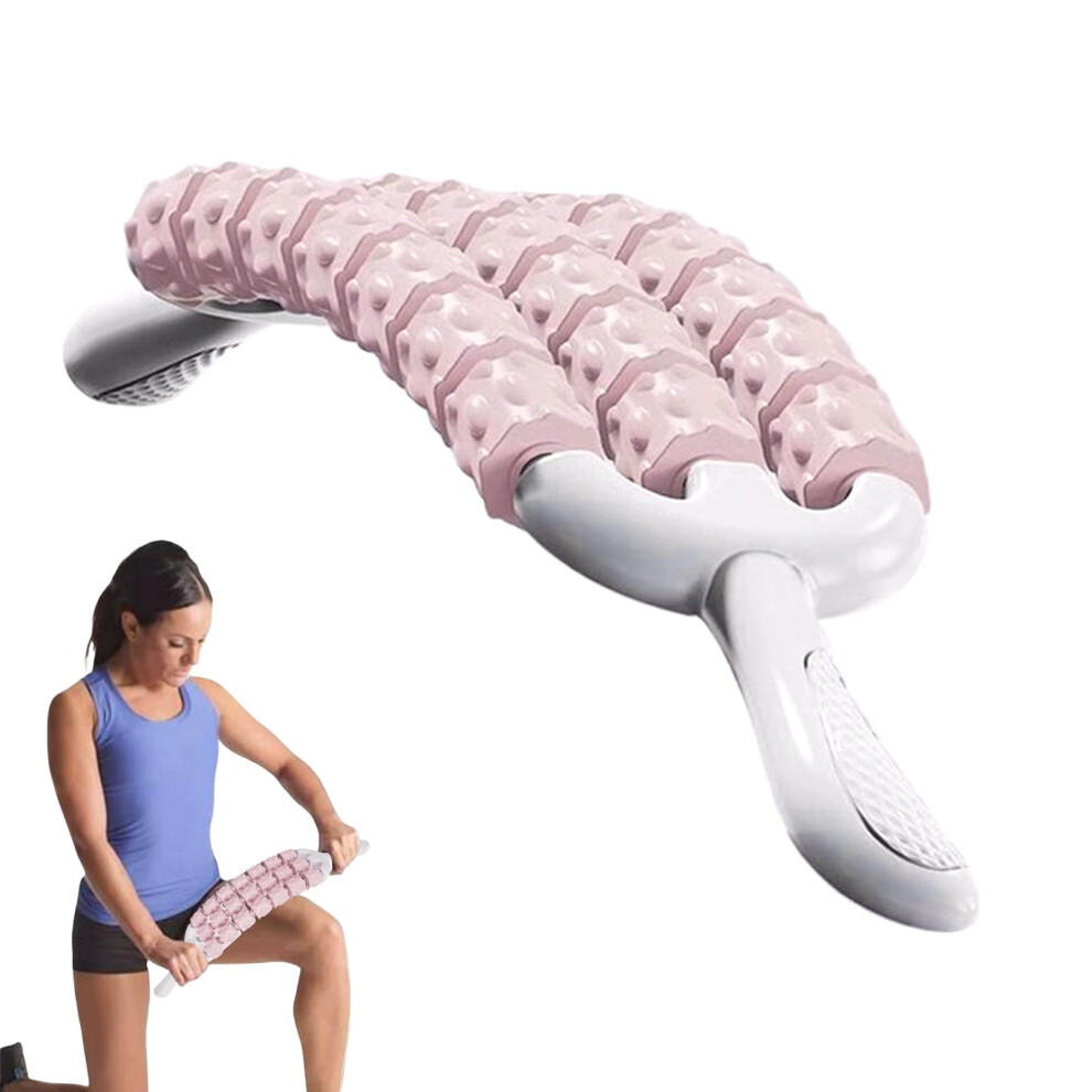 Massage Roller Stick  Leg Roller  TripleBearing Flexible Training Aid for Recovery of Legs, Back, Calves, Arms, Shoulders â Runners, Athletes, Pink