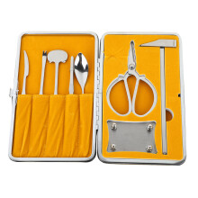 Kit de utensilios multiusos para mariscos, juego de abridor de mariscos portátil de acero inoxidable a prueba de fugas, diseño de gancho con cuerpo